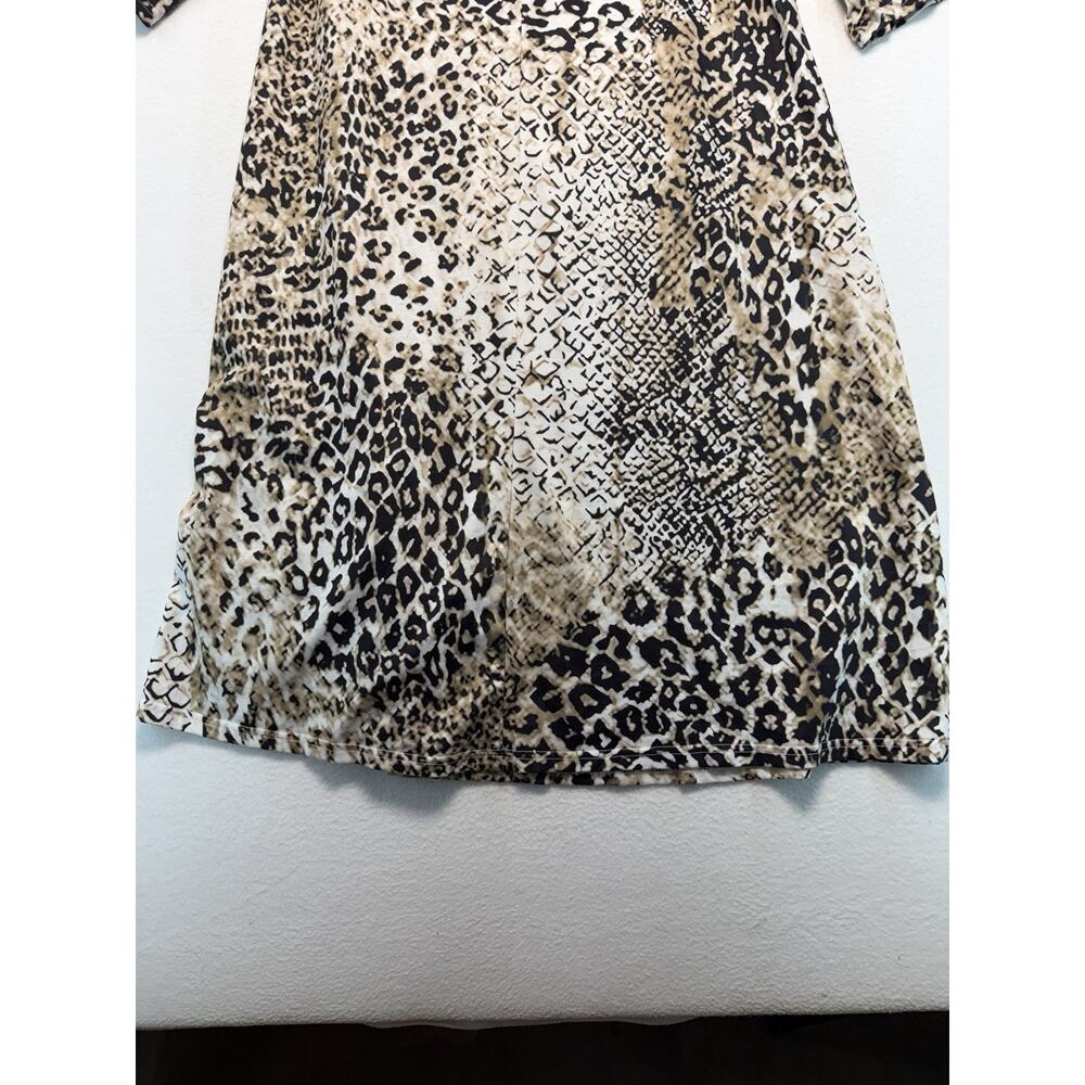 Animal Print Dress Stretchy 3/4-Sleeve Shift Dress XL Casual Travel Comfortable - Picture 4 of 12